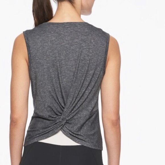 Athleta Dark Gray Twist Back Muscle Athletic Sleeveless Tank Top - Picture 1 of 9
